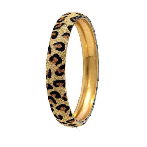 Animal Print Metal Bangle Bracelet - Picture 1 of 4